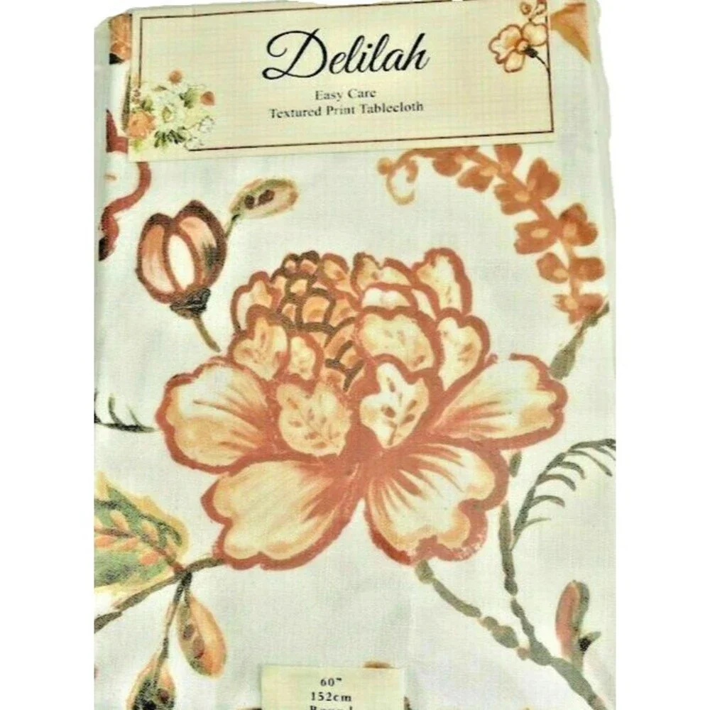 Thanksgiving Delilah Jacobean Floral Fabric Tablecloth 60